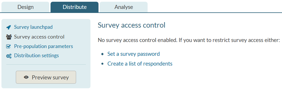 Survey access control
